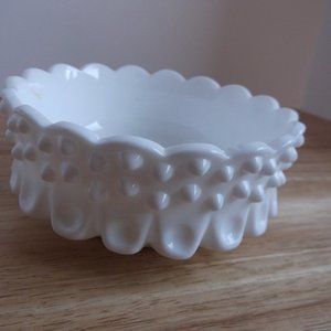 vintage milk glass hobnail bowl